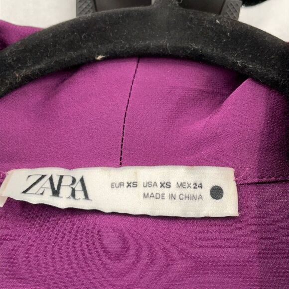 Zara Purple Beaded Embroidered High Waist Drawstring Kimono And Pants Set Sz XS - Picture 3 of 11